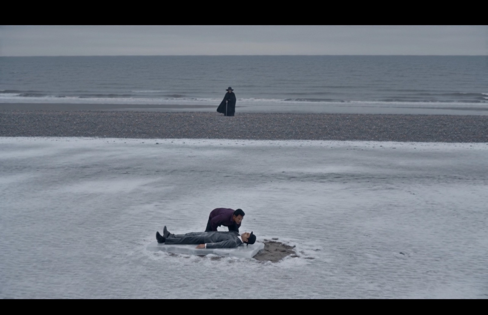 The snowbound beach